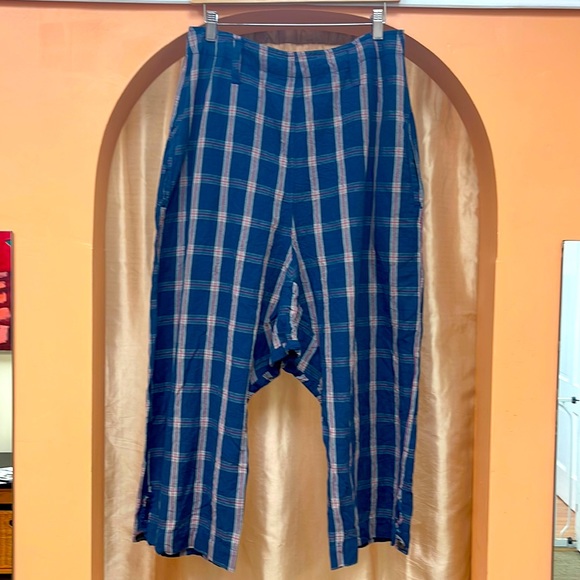 Ewa I Walla Cropped Checked Trousers in Blue Plaid. Made in Sweden. - Picture 1 of 7